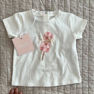Liu Jo Baby White Tee with Pink Popsicle Design